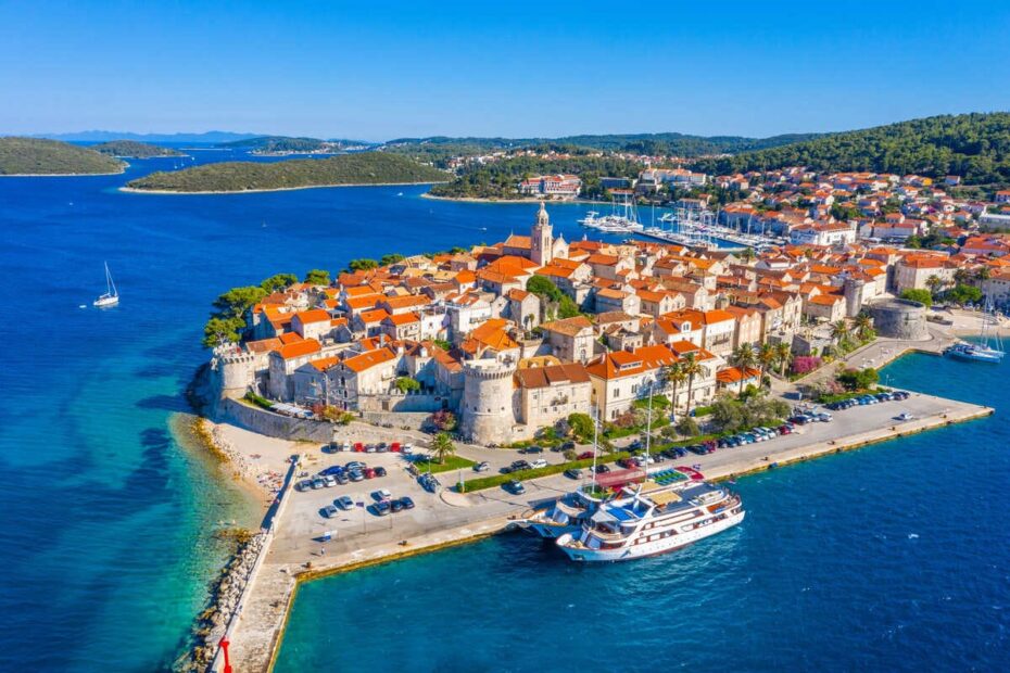 Aerial View Of Korcula Town, Croatia